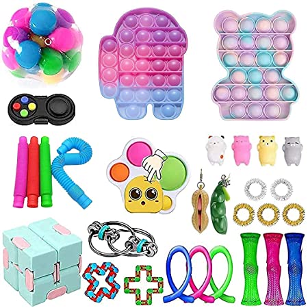 スクイーズ玩具 プッシュポップ ストレス解消グッズ 37pcs Fidget Toy Bubble Sensory Toy Set 減圧おもちゃ バブル フィジェットおもちゃ インテリジェンス発展 知育おもちゃ そわそわおもちゃ 自閉症特別支援 ボードゲーム 子供 大人兼用 プレゼント