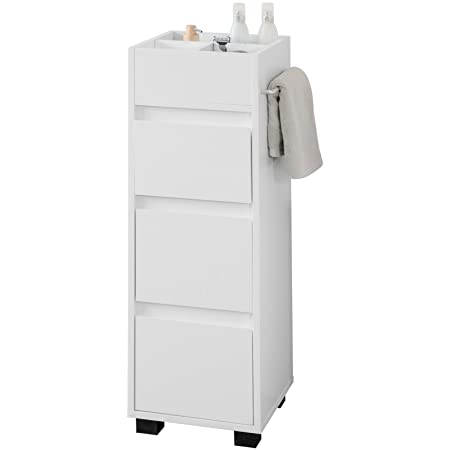 25cm超狭ギャップキャビネット| ドアと棚付きの小さなバスルーム収納キャビネット| 薄いトイレの洗面化粧台収納棚 | ナローシンクオーガナイザー (Model2)