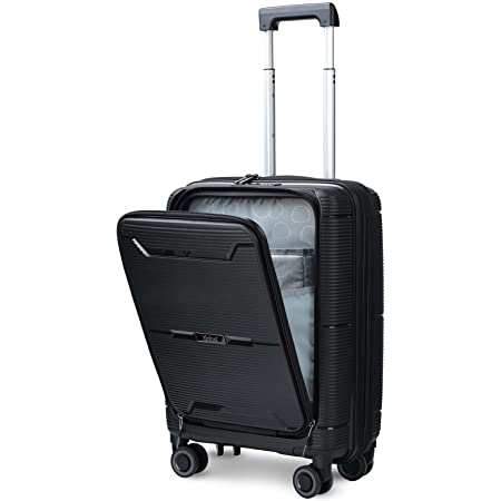 Amazon限定ブランド TUPLUS スーツケース フロントオープン式 静音 TSAロック付き 耐衝撃 軽量 機内持ち込み可 アルミ製 58×35×20cm 33L (Silver)