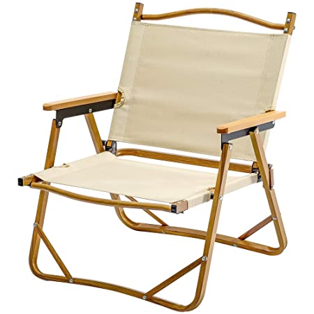 TOMOUNT アウトドアローチェア キャンプチェア 折りたたみ 椅子 耐荷重 120kg コンパクト ビーチ 庭園 アウトドア キャンプ (ベージュ色)