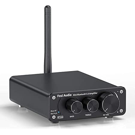 Fosi Audio Bluetooth 5.0アンプ 100W x 2ステレオ2チャンネルHi-Fi Mini 小型高低音オーディオアンプ（電源を含む）
