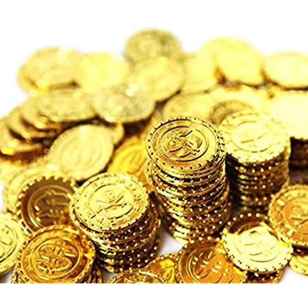 XSAJU おもちゃ 金貨 100枚 セット 海賊 コイン おもちゃのお金 ボードゲーム コスプレ小物 海賊ゲーム (ゴールド（金貨）100枚)