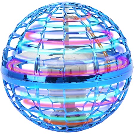 YUSOUWEYは、魔法を現実の飛行おもちゃ（科学技術ブルー）、Flynova pro、フライトボールにします ミニ ufo ドローン 子供/大人向けギフトおもちゃ ブーメラン スピナー 球状飛行ジャイロ フライングボール 360°回転 LEDライト 付き自動回避障害機能 青い