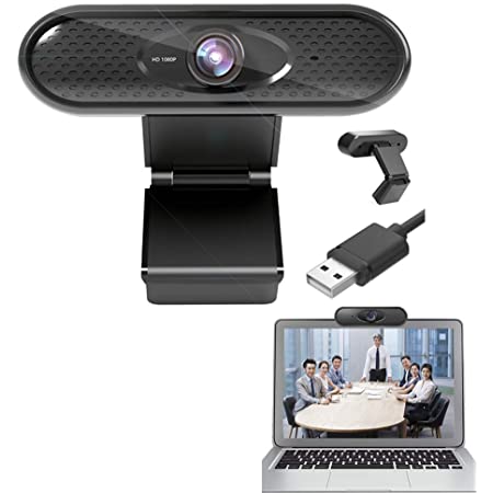 WEBカメラ 1080P フルハイビジョン WEB会議 Skype Zoom等に活躍 ウェブカメラ PCカメラ 200万画素 マイク内蔵 安定設置