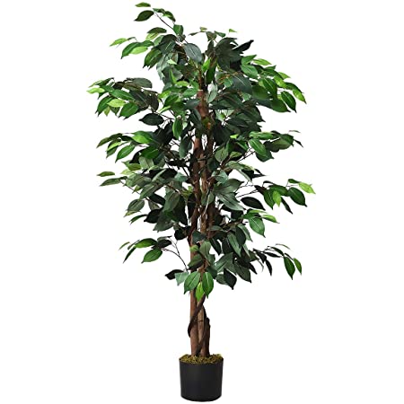 TANGKULA 人工樹木 高さ120cm 人工観葉植物 フェイクグリーン 観葉植物 造花 造木 水やり不要 枯れない インテリア 装飾 室内 屋外 フェイク植物