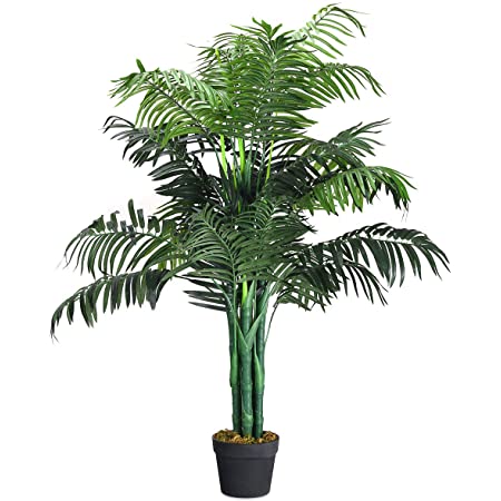 TANGKULA 人工樹木 高さ120cm 人工観葉植物 フェイクグリーン 観葉植物 造花 造木 水やり不要 枯れない インテリア 装飾 室内 屋外 フェイク植物