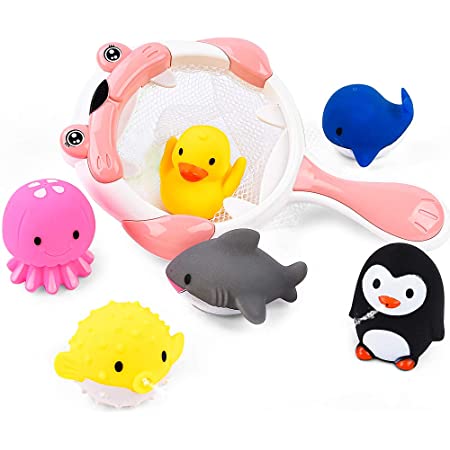 JoyGrow お風呂 おもちゃ 水遊びおもちゃ 赤ちゃん 子供 シャワー かわいい 動物すくい 噴水 お風呂 幼児 魚網 アヒル クジラ ペンギン