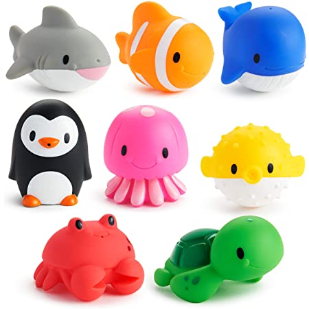 JoyGrow お風呂 おもちゃ 水遊びおもちゃ 赤ちゃん 子供 シャワー かわいい 動物すくい 噴水 お風呂 幼児 魚網 アヒル クジラ ペンギン