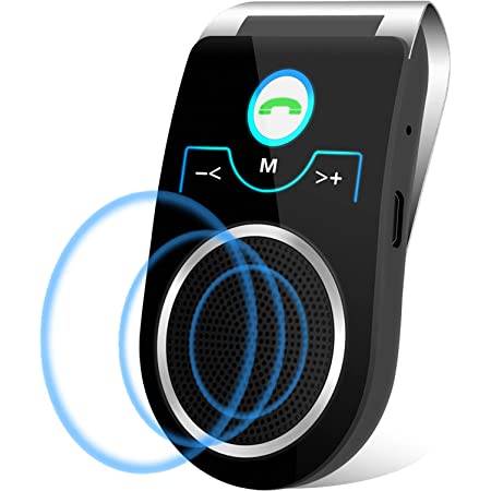 Aigital 車 スピーカー bluetooth 5.0 車載ワイヤレスブルートゥースHi-Fiスピーカーハンズフリーフォン 通話内蔵マイク 大音量 音楽再生サンバイザー取付置き型