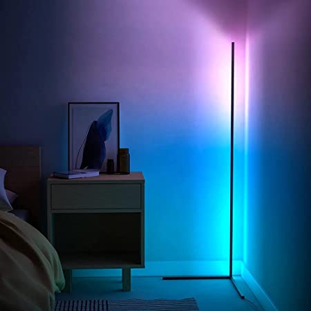 フロアライト RGB 変色 無段階調節 調光 調色 LED フロアランプ 間接照明 コーナー フロアスタンド 358種類点灯モード おしゃれ 高さ140cm 和風 北欧 和室 床置き 玄関 寝室 居間用 リモコン・フットスイッチ付（黑，1個）