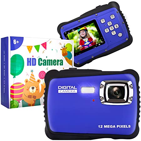 子供用カメラ, 12M キッズカメラ 1080P トイカメラ 子供プレゼント 多機能 子供のおもちゃ 写真/録画/連写/タイマー撮影/自撮り/8倍ズーム/32GB対応可/10種類撮影シーン効果 2.0インチ IPS画面 子どもデジタルカメラ 知育 教育 日本語説明書付き (青)