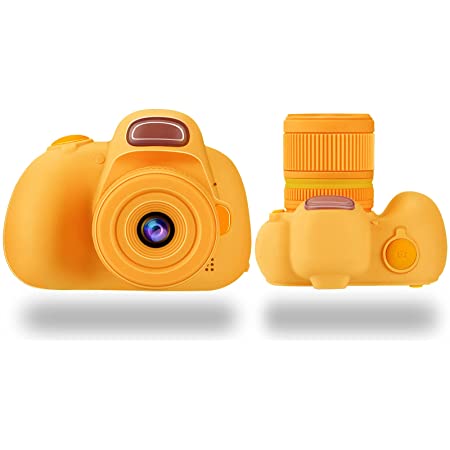 ClickingDYS 子ども用デジタルカメラ 子供カメラ キッズカメラ 本格派 前後カメラ 自撮可能 写真 動画 顔認識機能 多機能 USB充電 子供プレゼント 32g TFカード付き (yellow, D6S)