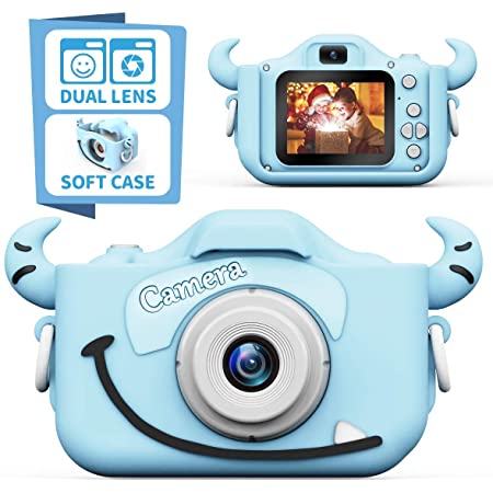 ClickingDYS 子ども用デジタルカメラ 子供カメラ キッズカメラ 本格派 前後カメラ 自撮可能 写真 動画 顔認識機能 多機能 USB充電 子供プレゼント 32g TFカード付き (yellow, D6S)