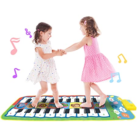 Coolplay ピアノ おもちゃ こども 知育玩具 二人版 二列キーボード 音楽マット 8種楽器 録音 再生 112*50cm