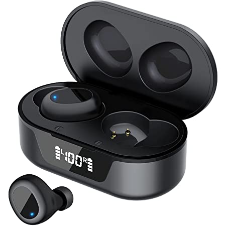 YunQiDeer Bluetooth イヤホン Hi-Fi 音質 自動ペアリング 瞬間接続 ワイヤレスイヤホン IPX7防水 本体6時間再生 左右分離型 ブルートゥース イヤホン Siri対応/マイク内蔵/AAC対応 両耳/片耳対応 ハンズフリー通話/WEB会議/テレワーク/iPhone/iPad/Android適用 (Q40, ブラック)