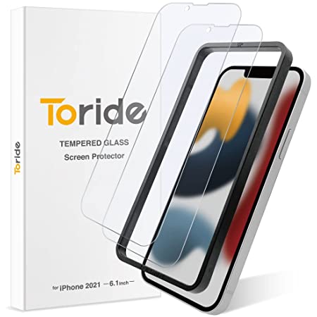 【Amazon限定ブランド】Toride iPhone13 Pro iPhone13用 ガラスフィルム 2枚入り 全面保護 ブルーライトカット 高光沢 10H 0.33mm 貼付けガイド TR004IP61GL