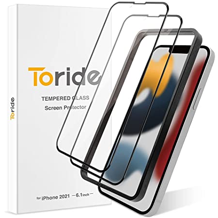 【Amazon限定ブランド】Toride iPhone13 Pro iPhone13用 ガラスフィルム 2枚入り 全面保護 ブルーライトカット 高光沢 10H 0.33mm 貼付けガイド TR004IP61GL