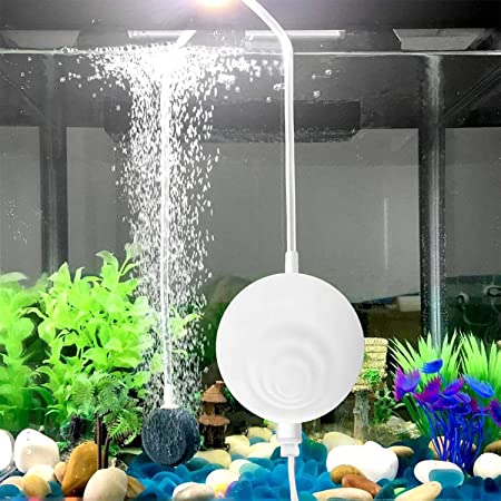 ZHHMl 水槽エアーポンプ 小型エアーポンプ 0.3L / Min空気の排出量 空気ポンプ 低騒音 効率的に水族館/水槽の酸素提供可能 (ホワイト)