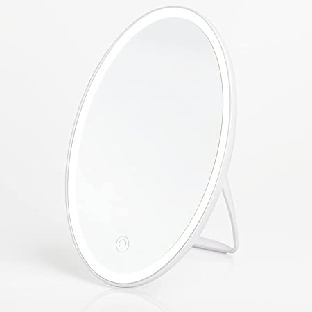 EUG 女優ミラー 化粧鏡 ミラー 卓上 LED ライト付き 化粧ミラー 鏡 かがみ USB充電式 折りたたみ