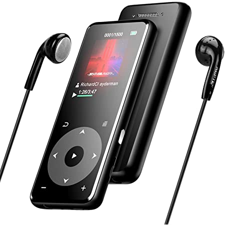 JOLIKE MP3プレーヤー Bluetooth 5.0 16GB内蔵 128GBまで拡張可能 フルタッチスクリーン スピーカー内臓 1.8インチ 合金製 超小型軽量 ポータブルオーディオプレーヤー 多機能音楽プレーヤー