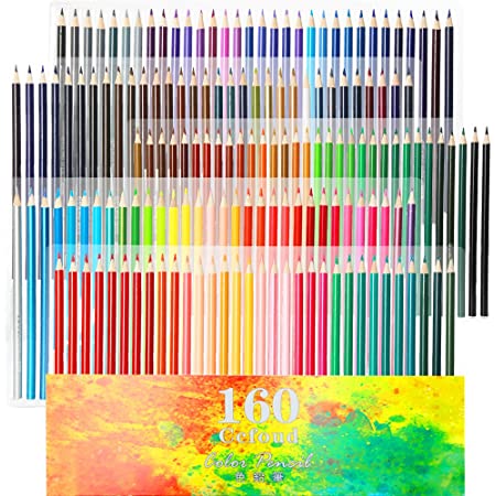 2つの50ページのスケッチブック、黒のジッパーボックススケッチペンセットを含む色鉛筆セット-耐久性のあるアート鉛筆の着色、スケッチ、混合に使用される、大人/子供、プロ/初心者のプロの水彩鉛筆 (54)