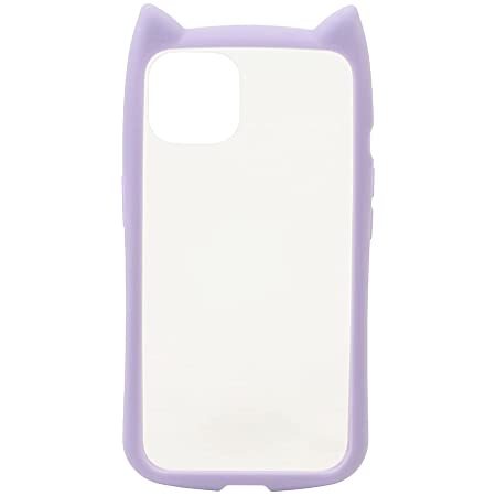 ラスタバナナ iPhone13 専用 ケース カバー ハイブリッド 猫耳 ネコミミ 背面ガラス クリア かわいい おしゃれ ストラップホール ガラス ライトパープル スマホケース 6432IP161HB