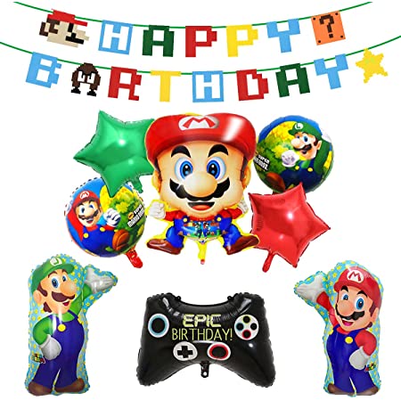 HAFTSS マリオ 誕生日 飾り付け ゲーム キャラクター ハッピーバースデー バルーン 誕生日 子供の日プレゼント 誕生日 風船 バースデー 飾り バースデーバルーン