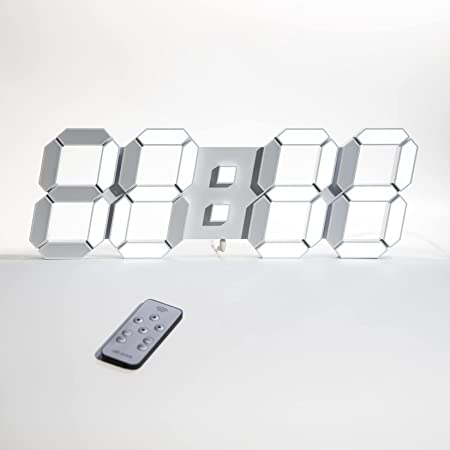 デジタル時計 LEDデジタル 目覚まし時計 時計 壁掛け 3D led wall clock 置き時計 置時計 おしゃれ 多機能 明るさ調整 スヌーズ アラーム クロック 12H/24H時間表示 立体 卓上 ACアダプター付属 ホワイト AL-02-W-N