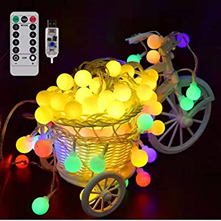 LEDストリングライトおとぎ話ライト5M50ボール クリスマスイルミネーション/ハロウィンデコレーション/ガーデン/中庭装飾/屋外照明防雨型 (USB式電球色)
