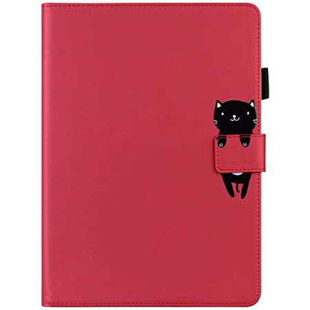 iPad Mini 5 ケース カバー iPad Mini 2019 ケース iPad mini 4 ケースiPad Mini 3/2/1 ケース カバー 通用 7.9インチ かわいい猫柄 オートスリープ機能 全面保護 防衝撃デザイン ipad Mini5/4 カバー カード収納手帳型 軽量 スタンド機能 (iPad mini 5 4 3 2 1)-赤猫