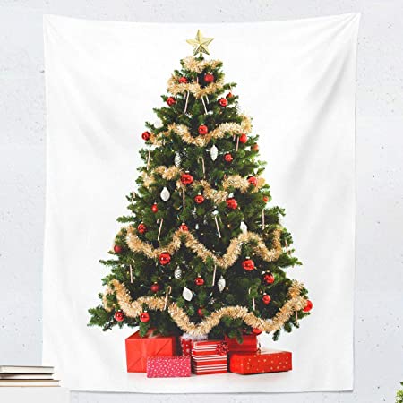 クリスマスツリー タペストリー LEDライトHoomoiもみの木 壁掛け クリスマス 飾り(150cm*100cm)オーナメント4色 付き 12個入り クリスマスデコレーション ガーランド 壁 窓 インテリア 北欧 飾り4種類