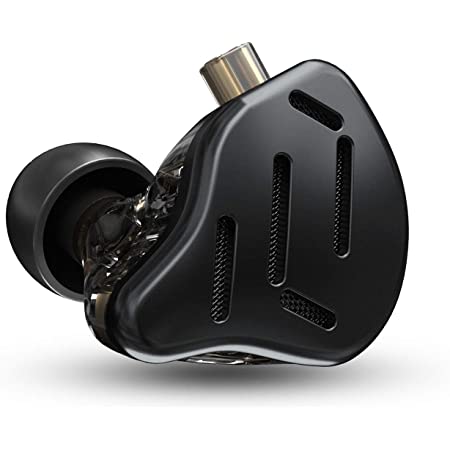 KZ ZS10 Proヘッドホン、4BA + 1DD HIFI透明ベースのインイヤーヘッドホンミュージシャンヘッドホンノイズリダクションモニターヘッドホン、取り外し可能なケーブル付き（黒、マイクなし）