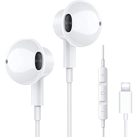 iPhone イヤホン 有線イヤホン ライトニングコネクタ対応 Bluetooth対応ヘッドホン マイク/リモコン付き 通話可能 音量調整 iPhone12/11/7/7P/8/8P/X/XS/XR/XS Max/iPad/iPod等対応