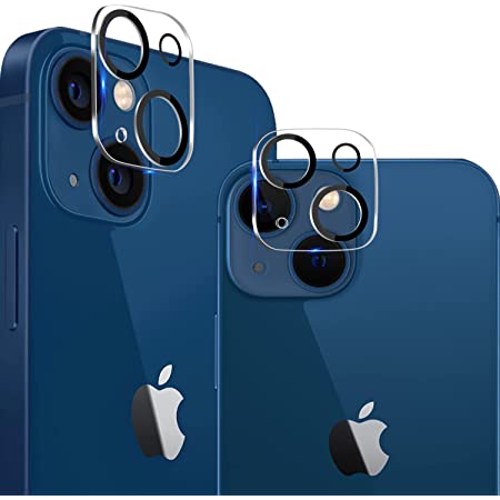 『2021秋改良モデル』AUNEOS iPhone13 / iPhone13 mini 用 カメラフィルム レンズ保護 フィルム iPhone13 / iPhone13 mini 適用 カメラ保護 カバー アルミ合金縁取り 露出オーバー防止 日本旭硝子製 硬度9H キズ防止 耐衝撃 高透過率 防塵 防滴 全面保護 (iPhone13 / iPhone13 mini 2眼, 青い縁取り)