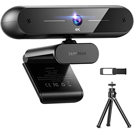 Gushen ウェブカメラ 4K UHD 1200万画素 – WEBカメラ 自動調光補正/モーショントラッキング/高速オートフォーカス/マイク付き ノイズキャンセリング機能/プライバシーカバー/USBプラグ&プレイ