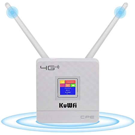 KuWFi 300Mbps 防水屋外 4G LTE CPE ルーター POE アダプター 付き CAT 4 LTEルーター3G / 4G SIMカード WiFi ルーター IPカメラ/アウトドア WiFi カバレッジ用（EUバージョンB1 / B3 / B7 / B8 / B20）