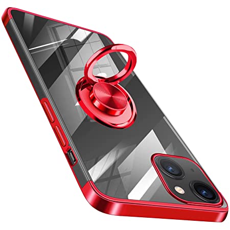 IPhone13 用 ケース リング iphone 13 カバー リング付き 携帯カバー 耐衝撃 TPU ソフト シリコン スタンド機能付き 360回転車載ホルダー (クリーミーホワイト)