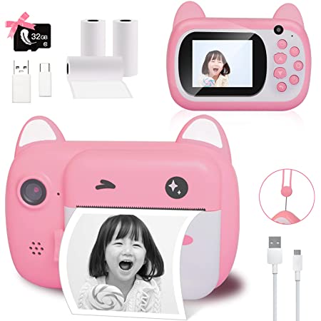 [Amazon限定ブランド]子どもカメラ 子供用デジタルカメラ トイカメラ キッズカメラ ピントキッズペロ サーマル加熱仕組み 1080P FHD動画 自撮可能 連続撮影 タイムラプス撮影 1100mAhのバッテリー 2.4インチIPS画面 日本語説明書付き (ブルー)