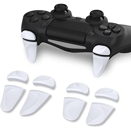 PlayVita PS4全部モデルコントローラーに対応用の2ペアショルダーボタンエクステンショントリガー、PlayStation 4コントローラーに適用のゲーム改善アジャスター、PS4 Slim Proコントローラー用のバンパートリガーエクステンダ-ホワイト
