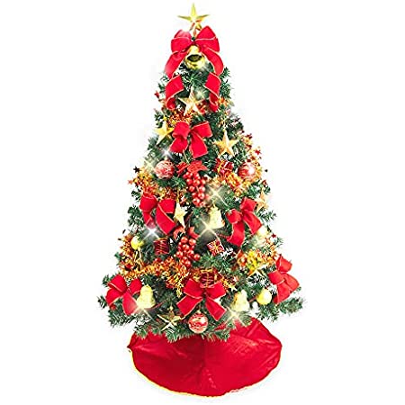 YooHeLife Xmasクリスマスツリー 120cm 150cm 180cm クリスマスツリー セット LED 飾りライト クリスマス オーナメント 組立簡単 収納便利 クリスマス飾り プレゼント おしゃれ 高級 豪華 装飾 クリスマスグッズ インテリア 用品 (120cm)