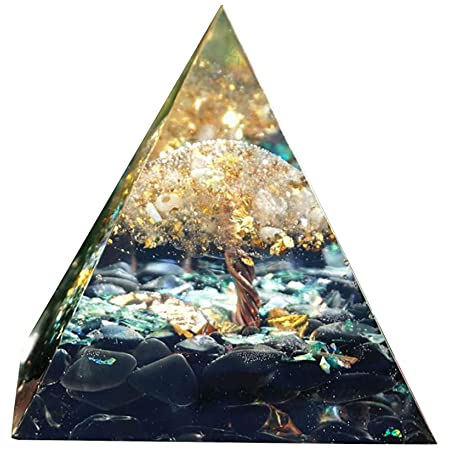 オルゴナイト ピラミッド型 パワーストーン 浄化 クリスタル 置物 ピラミッド 置物 天然石 水晶 開運 出世 成功 金運 orgonite pyramid 生命の樹 アメジスト＆かんらん石