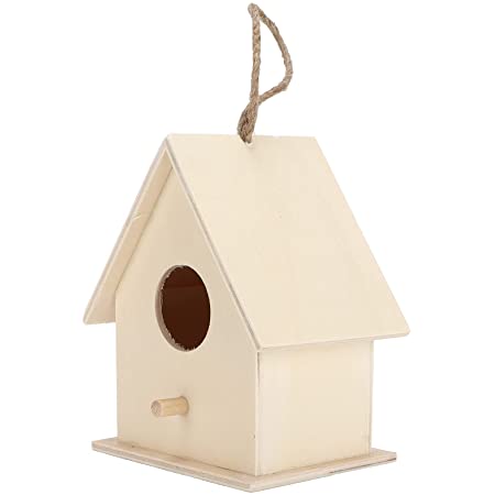 バードハウスキット、DIY鳥の巣の庭の装飾木製の巣箱は野生の鳥のための庭のために耐久性があります(麻縄6号付き大, 青)