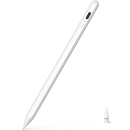 URSICO タッチペン iPad ペン スタイラスペン 超高感度/傾き感知/誤作動防止/磁気吸着機能対応/パームリジェクション搭載 極細ペン先 軽量 USB充電式 自動電源オフ 2018年以降iPad専用ペン（ホワイト）
