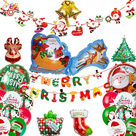 クリスマス 風船 飾り付け MERRY CHRISTMAS ガーランド クリスマスバルーン サンタクロースさんクリスマスソックス 部屋 バーKTV 会場の豪華クリスマスパーティー 飾り付けセット