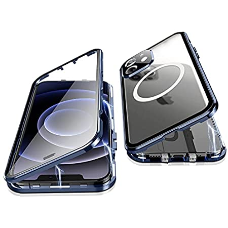 Jonwelsy 携帯電話 ケース iPhone 12 Pro 6.1 インチ 用 360度前面 強化ガラス 背面 Magsafe対応 マグネット搭載 磁気吸着 金属フレーム カバー 完全保護 耐衝撃 擦り傷防止 (black)