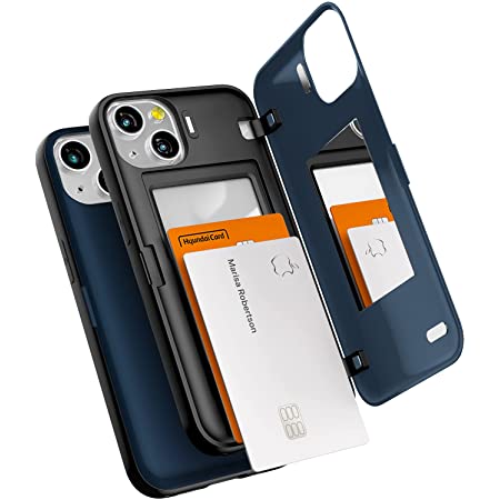 Goospery iPhone 13 Mini 用 ケース 背面 カード 収納 マグネット式 バンパー バンパー カバー 5.4 インチ、アイフォン13 Mini ケース カード収納 背面 ケース 2枚 カード入れ カバ― (パープル) IP13M-MDB-PPL