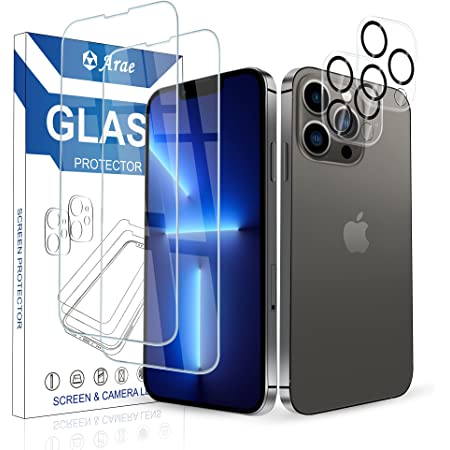 【4枚セット】iPhone13 Pro Max ガラスフィルム(2枚) + カメラフィルム(2枚) AnnhanT 旭硝子素材採用 液晶保護フィルム 貼り付け簡単 指紋防止 気泡防止 硬度9H 高透過率 飛散防止 iPhone13 Pro Max フィルム 対応(6.7 インチ)