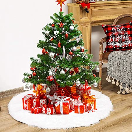 クリスマスツリースカート ホワイト 直径78/90cm クリスマスガーランド クリスマス飾り付き 店舗 部屋 装飾 オーナメント かわいい 白い クリスマス雰囲気満点 (ホワイト, S-78cm)