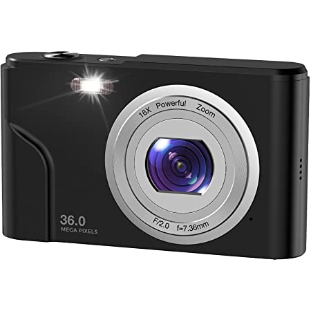 デジカメ WINAKETH デジタルカメラ 3600万画素 1080P録画 8MP CMOSセンサー搭載 手ぶれ補正 光学16倍ズーム 多機能 顔検出 3連写 2.44インチIPS液晶パネル 黒色