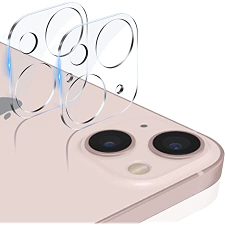 iPhone13/iPhone 13 mini カメラフイルム 旭硝子素材製 高透過率 衝撃吸収 飛散防止 自動吸着 貼り付け簡単 2眼レンズ保護カバー【透明2枚セット】